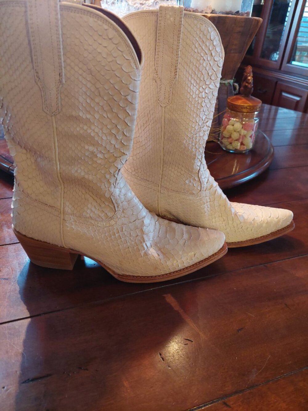 Tecovas Savannah full python western cowboy boots size 11B, IVORY - Picture 3 of 8